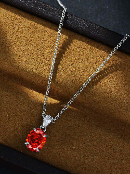 Padma [P 2041] 925 Sterling Silver High Carbon Diamond Oval Luxury Necklace